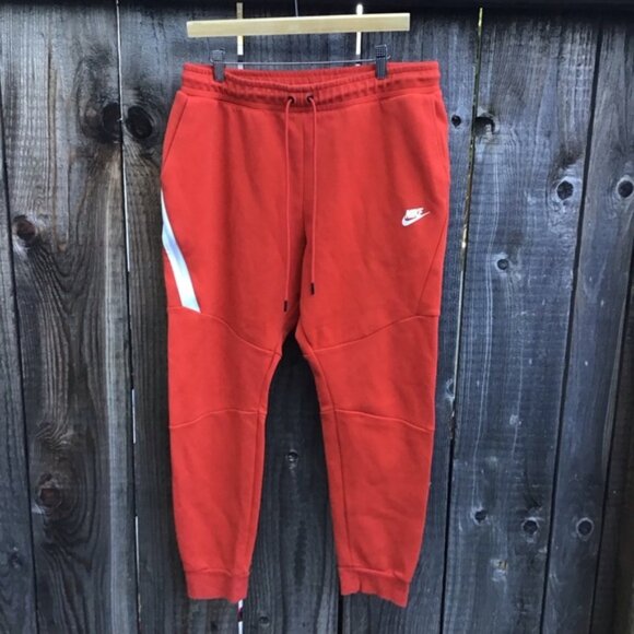 Nike sportswear Tech Fleece red white sweatpants joggers 805162-622 mens xl - Picture 1 of 6